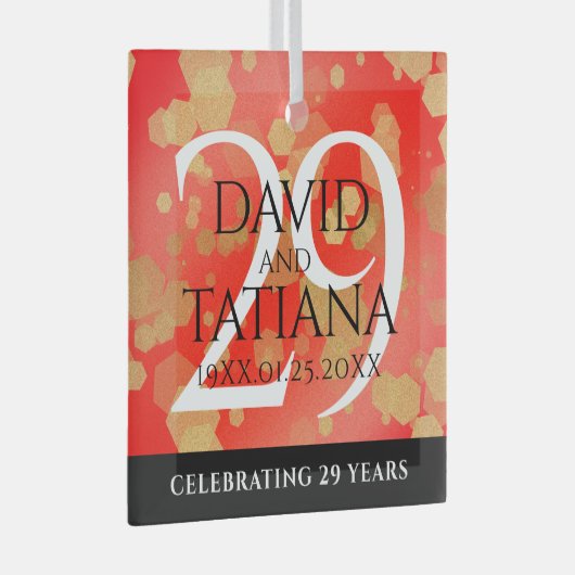 Ornement En Verre Élégant 29e anniversaire du Mariage Garnet (Avant droite)