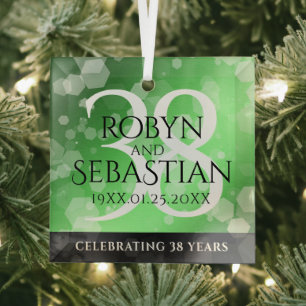 Ornement En Verre Élégant 38e anniversaire du Mariage Emeraude