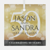 Ornement En Verre Élégant 50e anniversaire de Mariage d'or (Recto)