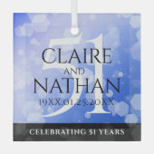 Ornement En Verre Élégant 51e anniversaire de Mariage Sapphire (Recto)