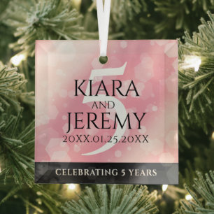 Ornement En Verre Élégant 5ème anniversaire Mariage de quartz Rose