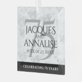 Ornement En Verre Élégant 75e anniversaire de Mariage de diamant (Avant gauche)