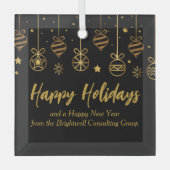 Ornement En Verre Elégant Black Gold Custom Company Noël (Recto)