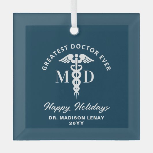 Ornement En Verre Elégant docteur Médicale Noël personnalisé (Recto)