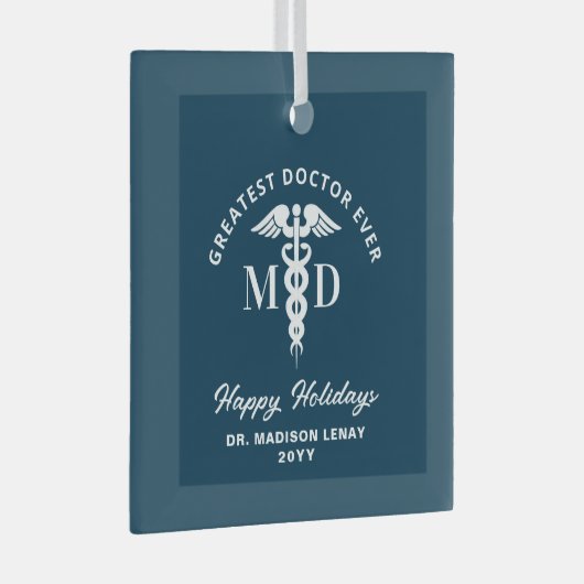 Ornement En Verre Elégant docteur Médicale Noël personnalisé (Avant droite)