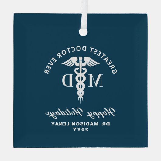 Ornement En Verre Elégant docteur Médicale Noël personnalisé (Verso)