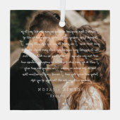 Ornement En Verre Élégant minimal Mariage Vow script Couple Photo (Verso)