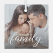 Ornement En Verre Élégant minimal Simple Amour de famille Noël Photo (Recto)