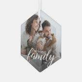 Ornement En Verre Élégant moderne Script Famille amour Noël Photo (Avant gauche)
