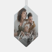 Ornement En Verre Élégant moderne Script Famille amour Noël Photo (Avant droite)