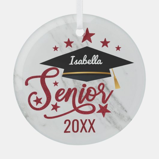 Ornement En Verre Elegant personalized name Graduation senior 2022 (Recto)
