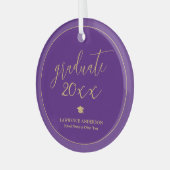 Ornement En Verre Élégant Script Royal Purple Graduate 2024 (Avant gauche)