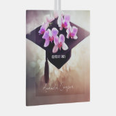 Ornement En Verre Élégant Unique Orchidées Graduation (Avant droite)