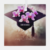 Ornement En Verre Élégant Unique Orchidées Graduation (Verso)