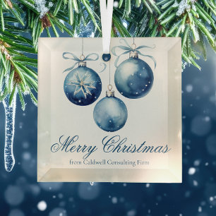 Ornement En Verre Elégante Blue Merry Christmas Custom Company
