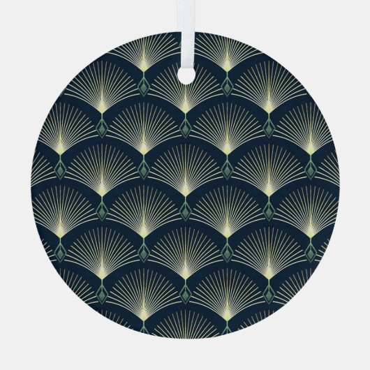 Ornement En Verre Elégante Géométrie : Bleu Art Déco. (Verso)