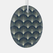 Ornement En Verre Elégante Géométrie : Bleu Art Déco. (Avant droite)