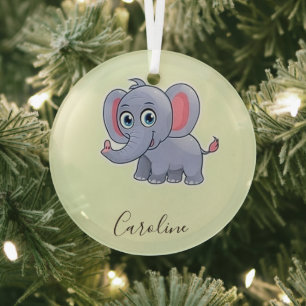 Ornement En Verre Éléphant gris mignon vert