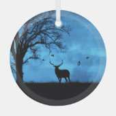 Ornement En Verre Elk et lune de Noël (Recto)