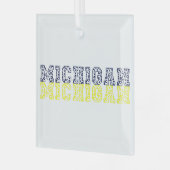 Ornement En Verre Empreinte de léopard Blue & Gold Michigan (Avant gauche)