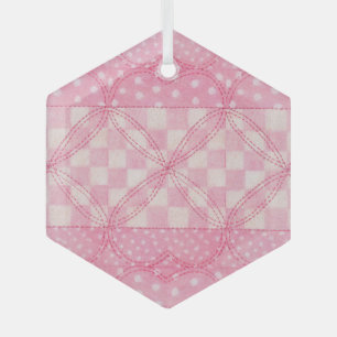 Ornement en verre en forme d'hexagone QUILT À CŒUR