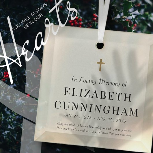 Ornement En Verre En Mémoire Amoureuse Mémorial Croix simple moderne