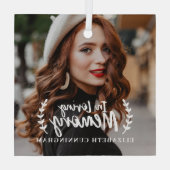 Ornement En Verre En Mémoire Amoureuse Mémorial de la photo Cursive  (Verso)