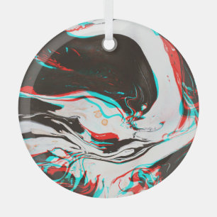 Ornement En Verre Encre Marbrée : Texture Glitch Distortie.