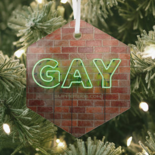 Ornement En Verre Enseigne néon Gay SlipperyJoe's mur de briques ver