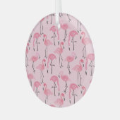 Ornement En Verre Ensemble Flamant rose rose, Motif d'été tropical. (Avant gauche)