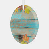 Ornement En Verre Érable d'automne : cadre naturel Pinecone. (Avant gauche)