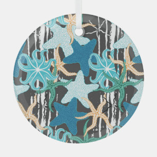 Ornement En Verre Estarfish Vintage : Arrière - plan à rayures foncé
