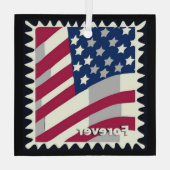 ORNEMENT EN VERRE ÉTATS-UNIS D'AMÉRIQUE DRAPEAU FOREVER STAMP (Verso)