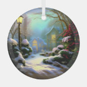 Ornement En Verre Ethereal 3D Look Hiver Scène Kinkade Inspiré (Recto)