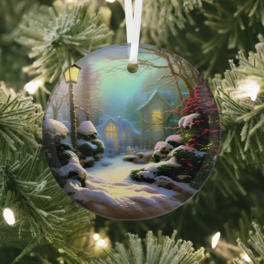 Ornement En Verre Ethereal 3D Look Hiver Scène Kinkade Inspiré (Insitu)