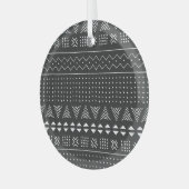 Ornement En Verre Ethnie tribale : motif noir blanc. (Avant gauche)