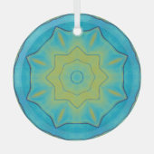 Ornement En Verre Etoile Orientale en Bleu et Vieux Jaune Or (Recto)