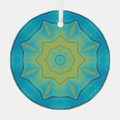 Ornement En Verre Etoile Orientale en Bleu et Vieux Jaune Or (Verso)