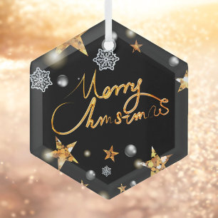 Ornement En Verre Étoiles noires en métal cool Joyeux Noël