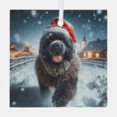 Ornement En Verre Exécution de Père Noël Newfie (Verso)