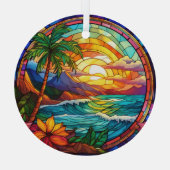 Ornement En Verre falaises de plage tropicale vitrail (Verso)