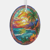 Ornement En Verre falaises de plage tropicale vitrail (Avant droite)