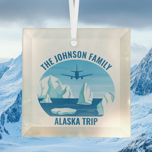 Ornement En Verre Famille Alaska vacances Custom Glacier Noël