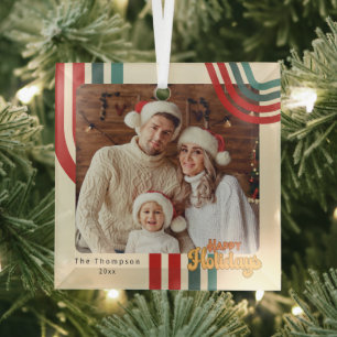 Ornement En Verre Famille d'amis de Noël Retro Holiday