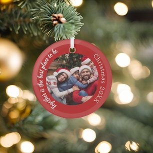 Ornement En Verre Famille de photos rouges citant Noël