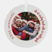 Ornement En Verre Famille de photos rouges citant Noël (Verso)