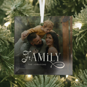 Ornement En Verre Famille de police moderne Nom de photo personnalis