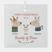 Ornement En Verre Famille Reindeer des trois premiers Noël (Recto)