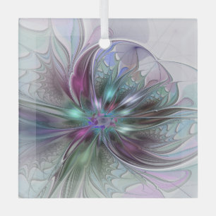 Ornement En Verre Fantaisie Abstraite Moderne Fleur Fractale Colorée