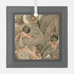 Ornement En Verre Fées des feuilles réparant les feuilles